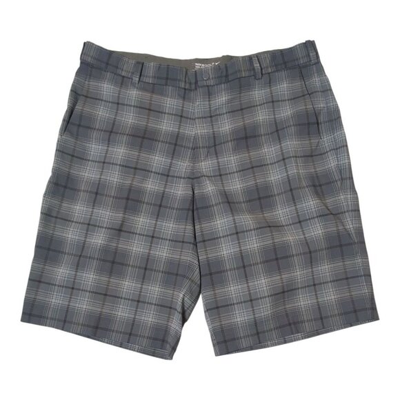 Nike Golf Plaid Shorts Mens 38 Preppy Tour Performance Gray Dri-Fit Lightweight - Picture 1 of 8